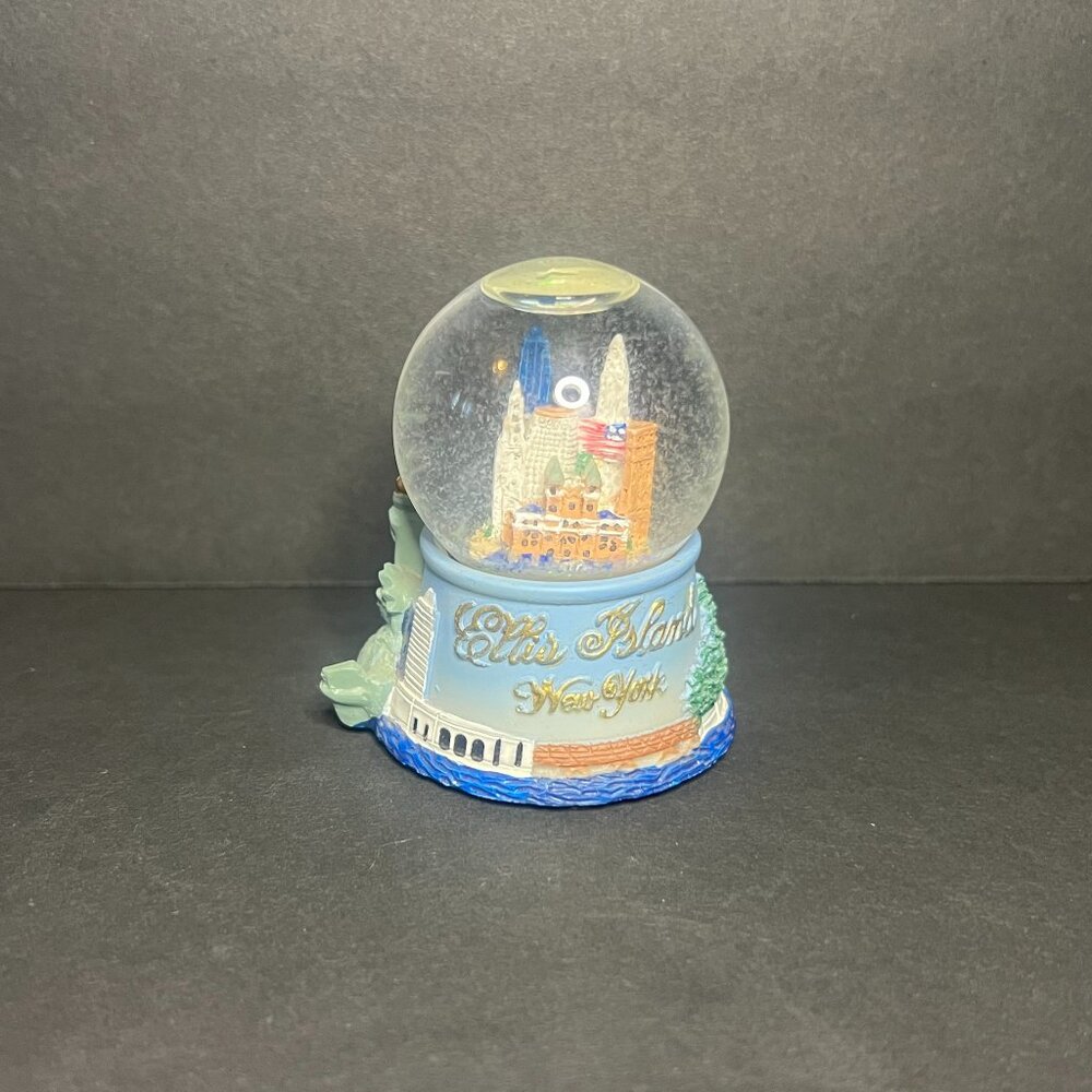 Miniature New York Harbor Ellis Island & Statue of Liberty Snow Globe Souvenir